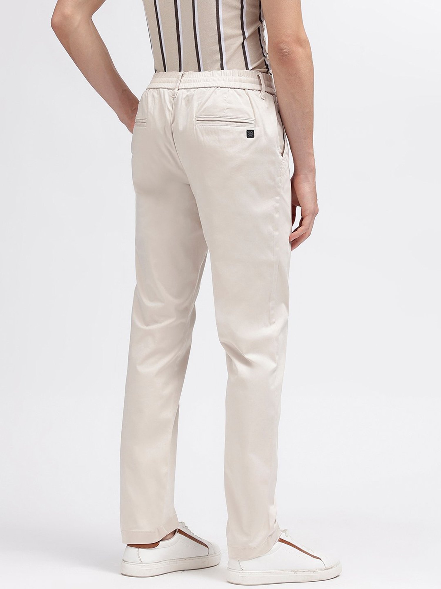 Bruun & Stengade Off White Regular Fit Drawstring Trousers