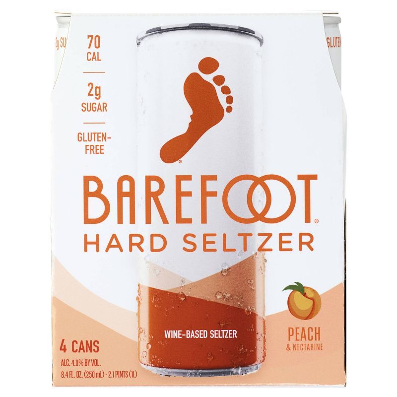 Barefoot Peach Wine-Based Hard Seltzer - 4pk/250ml Cans