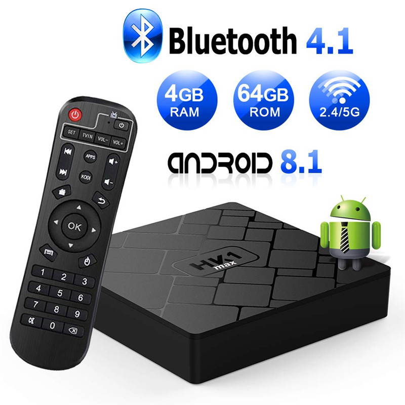 Android 8.1 TV Box, Android Box 4 GB RAM 64 GB ROM, Livebox HK1 MAX RK3328 Quad Core 64 Bit Smart TV Box, Wi-Fi-Dual 5G/2.4G, BT 4.1, Box TV UHD 4K TV, USB 3.0