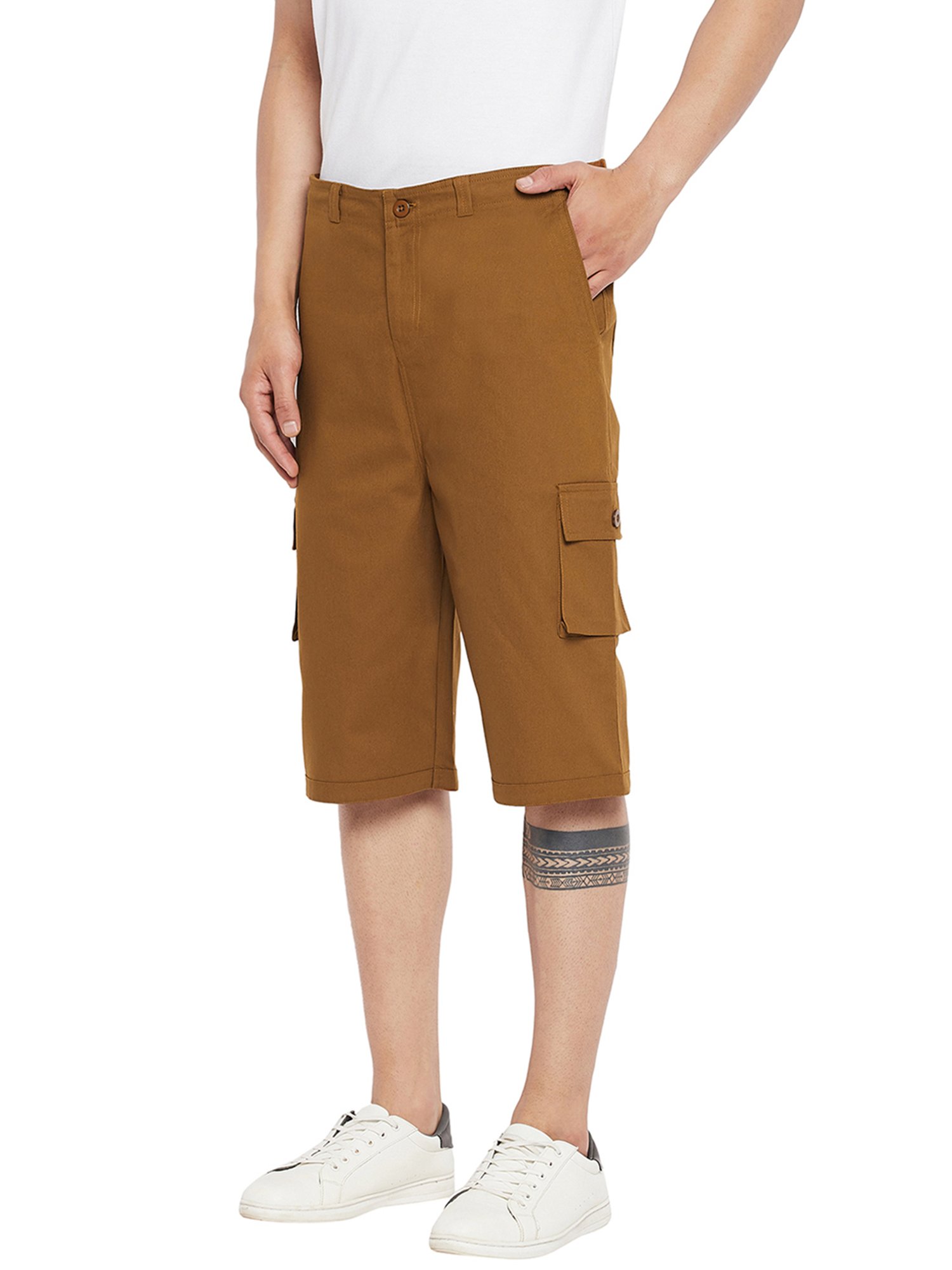 Hypernation Mustard Regular Fit Cargo Shorts