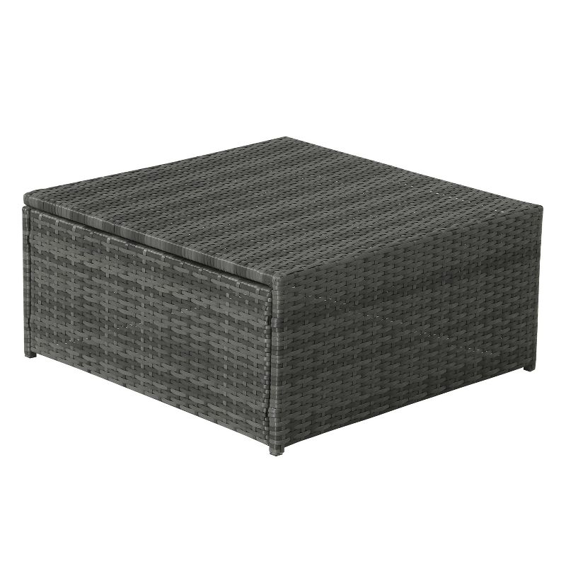 5pc Wicker Rattan Sofa Set with Gray Cushions - Accent Furniture