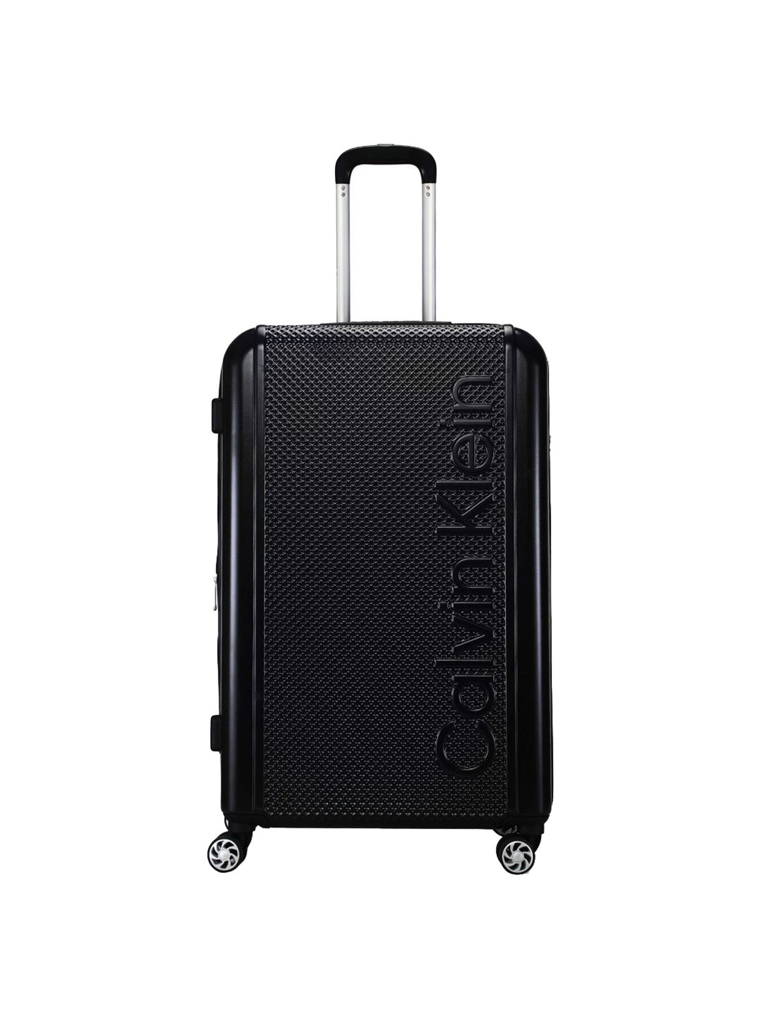 Calvin Klein Waffle Black Textured Hard Large Trolley Bag - 79 Cms