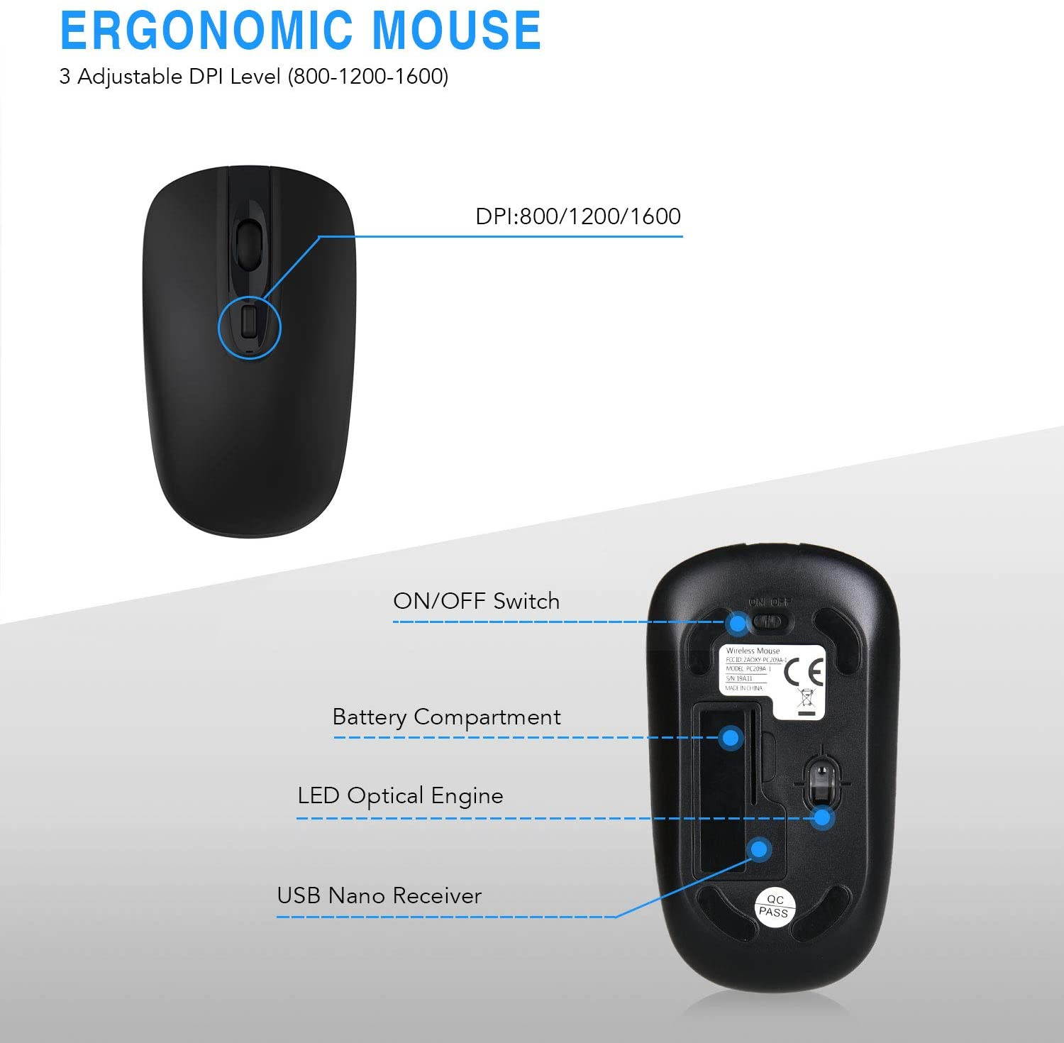 E168 Wireless Keyboard and Mouse Combo,Full Size Quiet US Layout Slim Travel Compact Compatible with iMac MacBook PC Laptop Tablet Notebook Windows10 (Black)