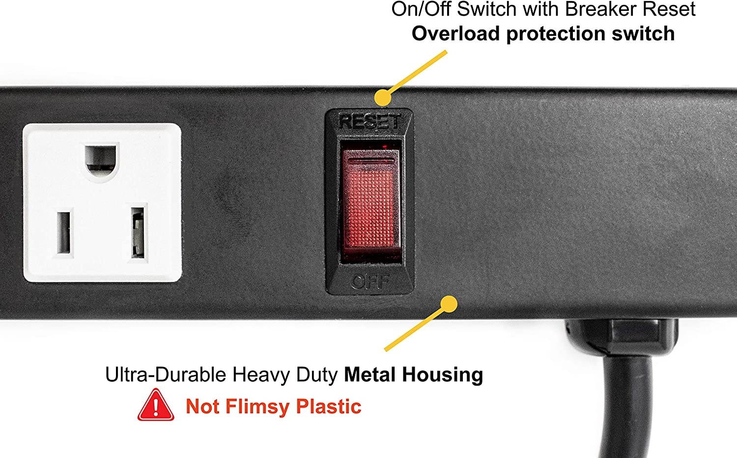 Opentron OT1046 Heavy Duty Metal Power Strip Surge Protector with Mounting Parts 4 Outlets 6 Feet Power Cord