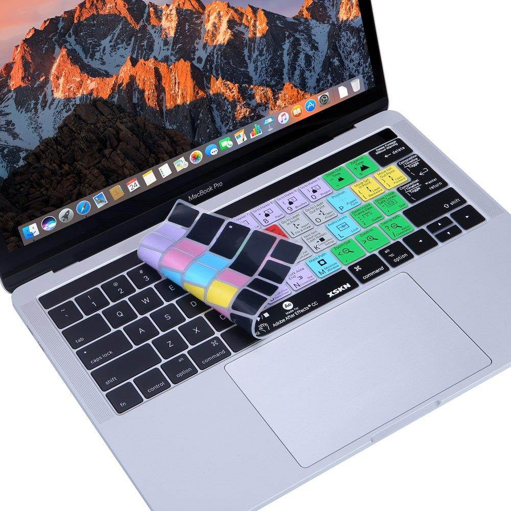 XSKN 2016 New Shortcut Design Series Keyboard Skin Cover for Touch Bar Models MacBook Pro 13 (A1706) & MacBook Pro 15 (A1707),  US EU Universal Version (After Effects)