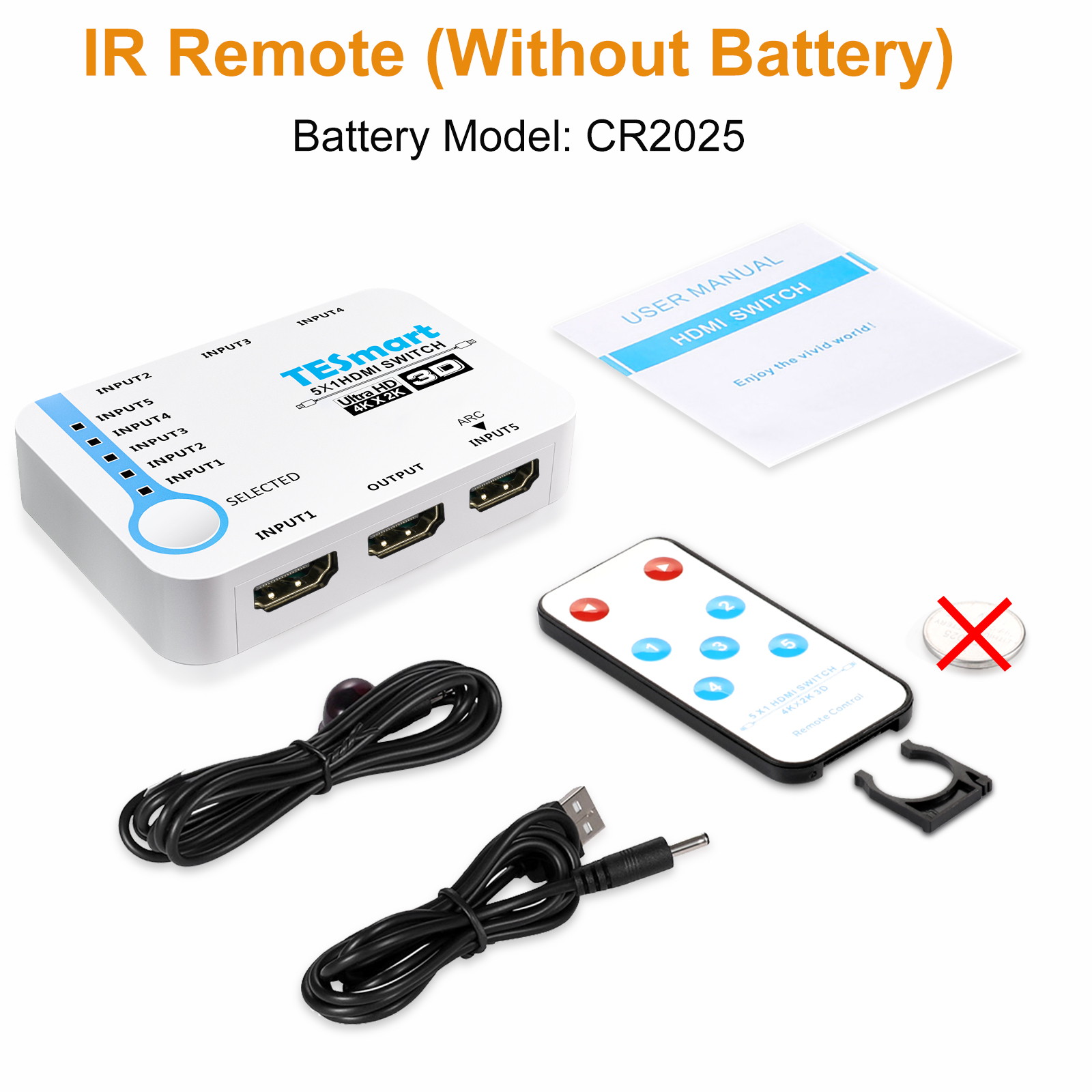 TESmart 5x1 HDMI Switch 5 In 1 Out, Intelligent 5 Port HDMI Switcher, Splitter, For Xbox 360/One, PS4/PS3, etc, Supports 4K@30Hz, Full HD1080P, 3D with IR Remote