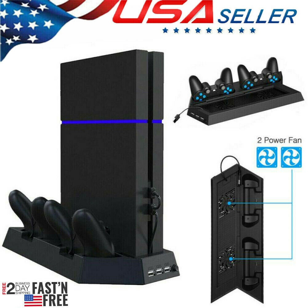 PS4 Cooling Ston Vertical Stand with 2 Controller Charging Dock PlaySton 4