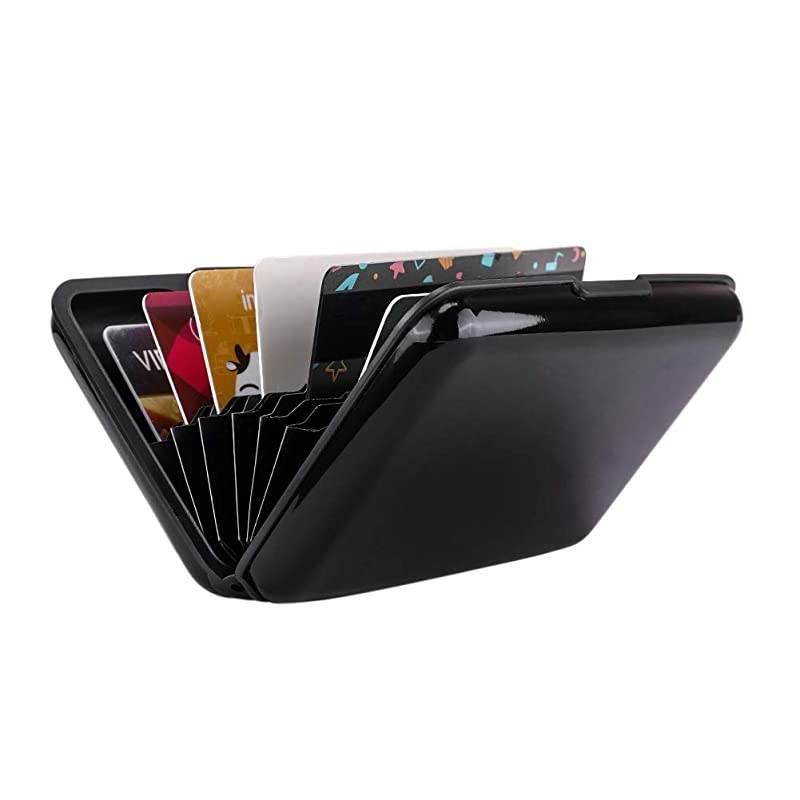 RFID Blocking Credit Card Protector Aluminum ID Case Hard Shell Business Card Holders Metal Wallet for Men or Women Black
