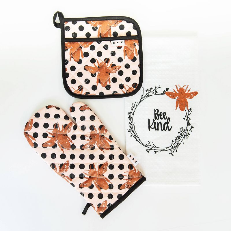 3pc Cotton Bee Kind Kitchen Textile Set - Simply Whimsical
