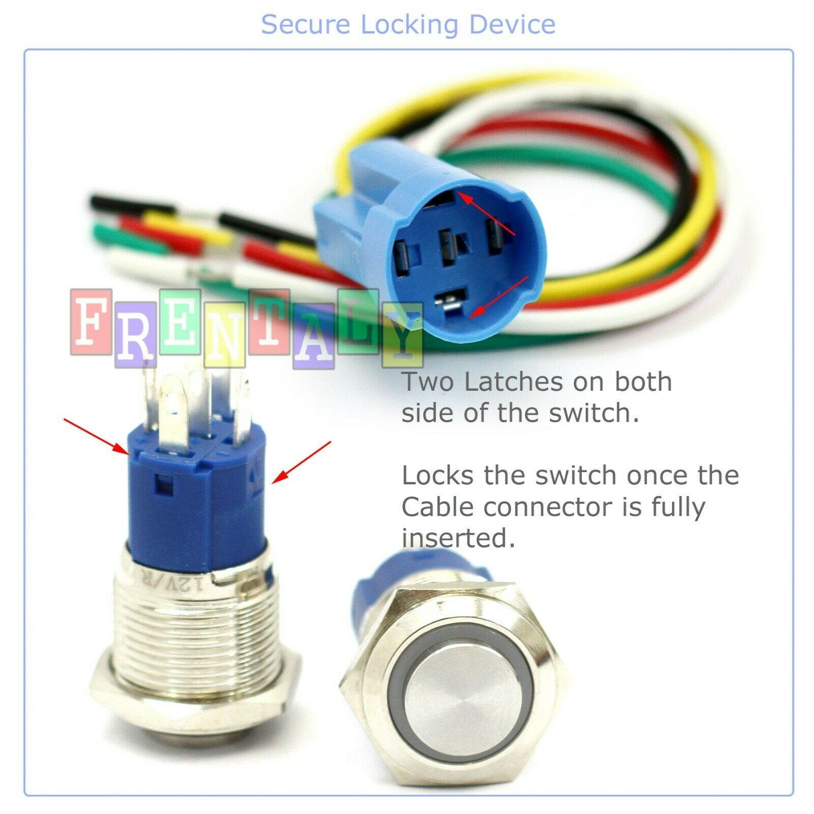 Durable 12V Led 16mm Car Momentary Push Button Amber Angel Eye Metal  Switch