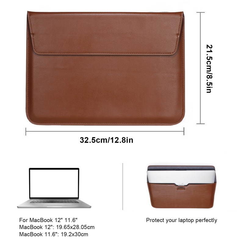 For MacBook 12"/ 11.6"/13.3"/15.4"  PU Leather Laptop Sleeve Case With Stand Function For MacBook Samsung Chromebook HP Acer Lenovo