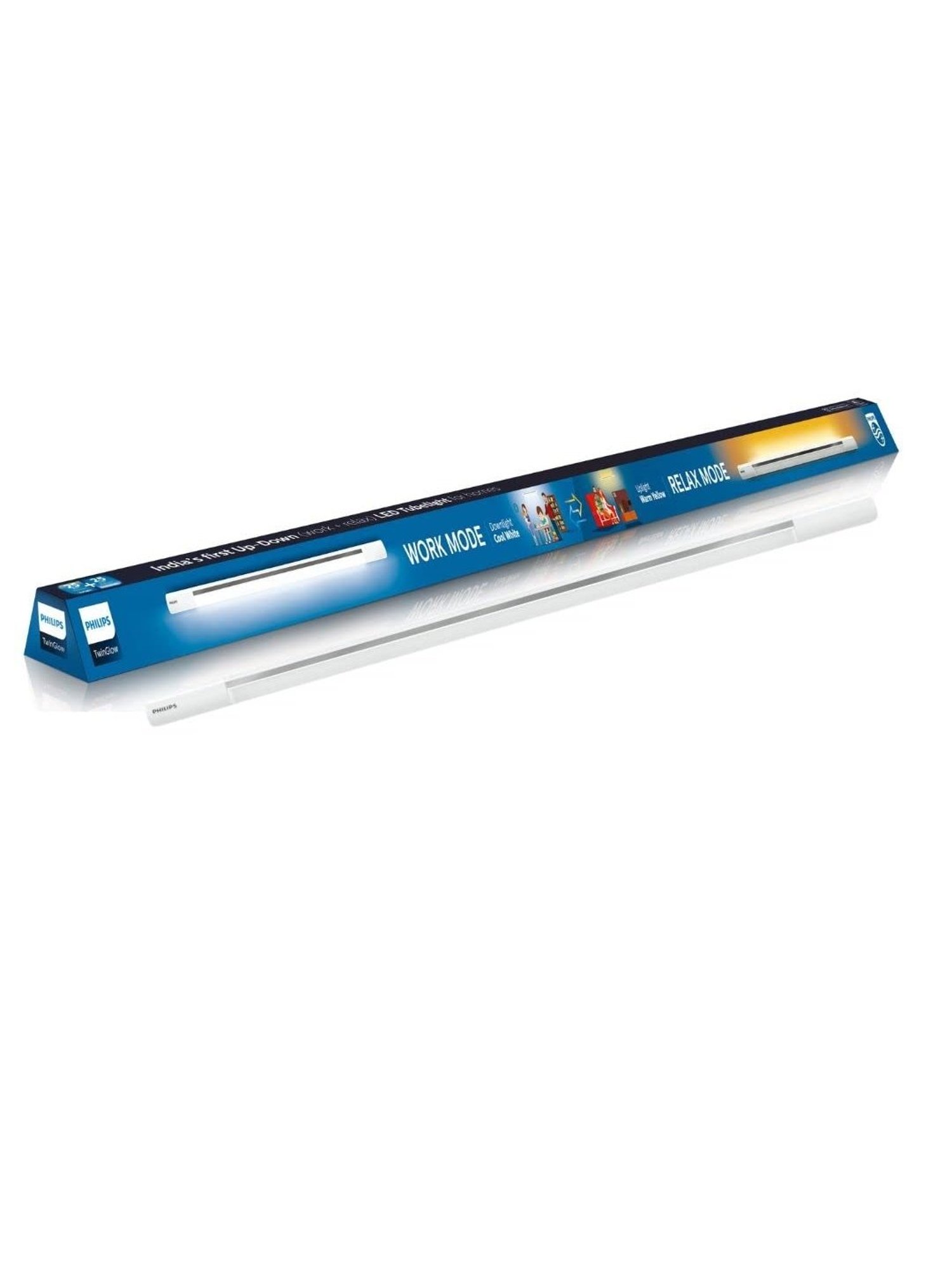 Philips Twin Glow 25-Watt plus 25-Watt LED Up-Down Batten Tubelight Pack of 4 - (Yellow & White)