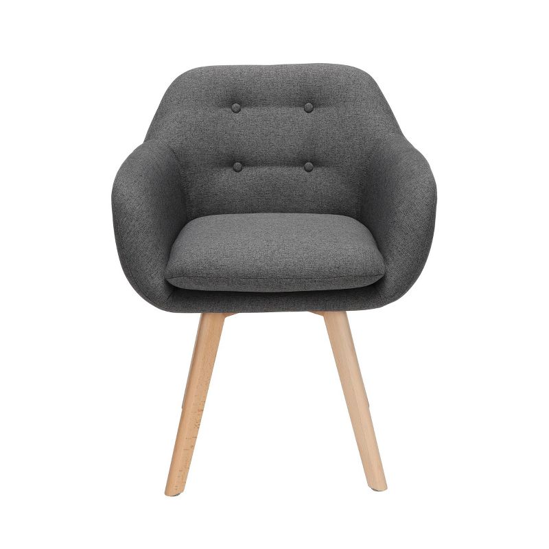 Set of 2 Tufted Fabric Mid-Century Modern Accent Chair with Arms Dining Chair Solid Beechwood Legs Dark Gray - OFM