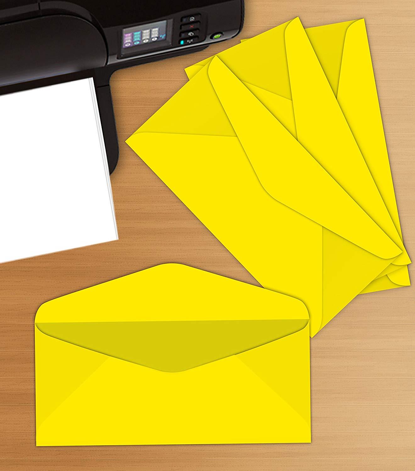 #10 Business Envelopes | 24lb (4 3/4 X 11 inches) | 50 Envelopes Per Pack | Bright Yellow