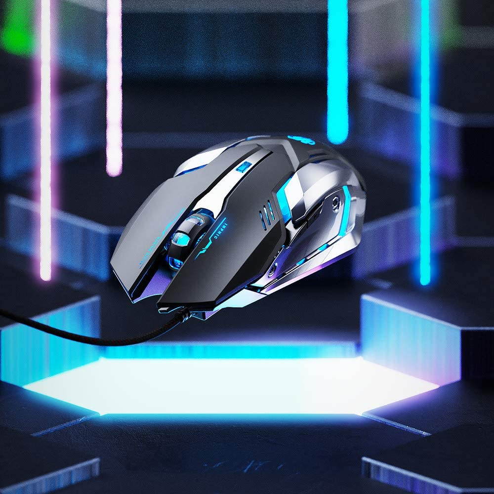 Inphic Gaming Mouse Wired, Ergonomic Game USB Computer Mice Backlight Mouse RGB Gamer Desktop Laptop PC Gaming Mouse, 7 Programmable Buttons for Windows 7/8/10/XP Vista Linux (Black)