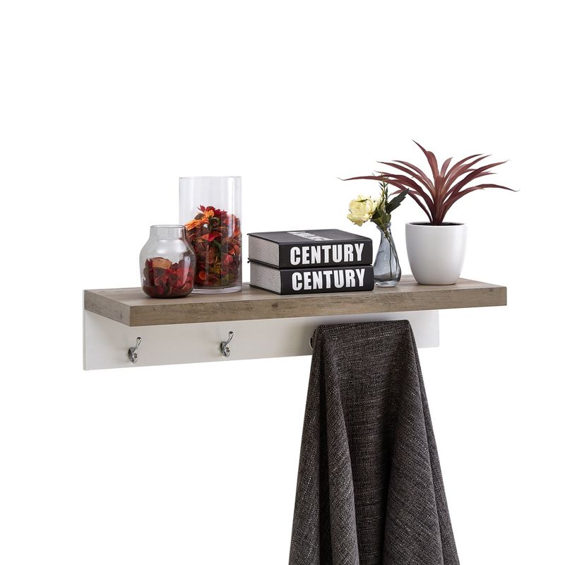 38" Soloman Wooden Shelf with Metal Brackets Brown - Kate & Laurel All Things Decor
