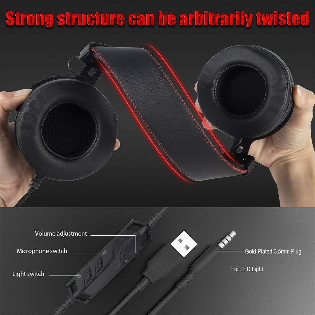 onikuma k3 stereo gaming headset for xbox one, pc, ps4 overear headphones with noise canceling mic, soft breathing earmuffs, led light, mute&volume control for mac laptop tablet smatphone