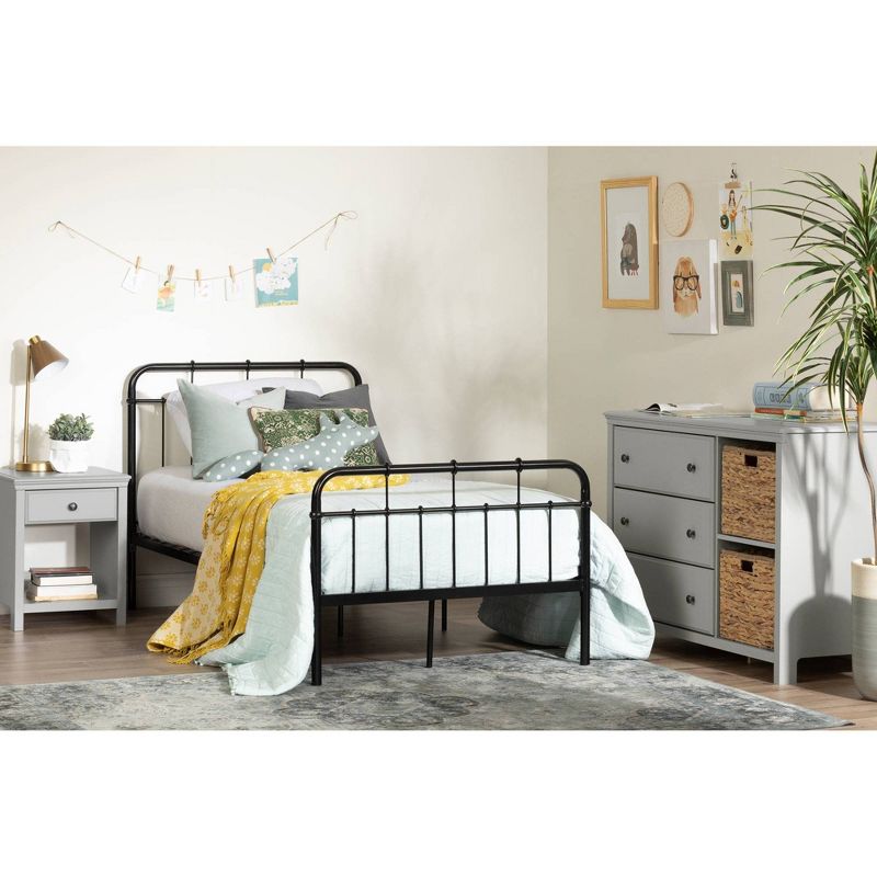 Twin Cotton Candy Metal Complete Bed   Black  - South Shore