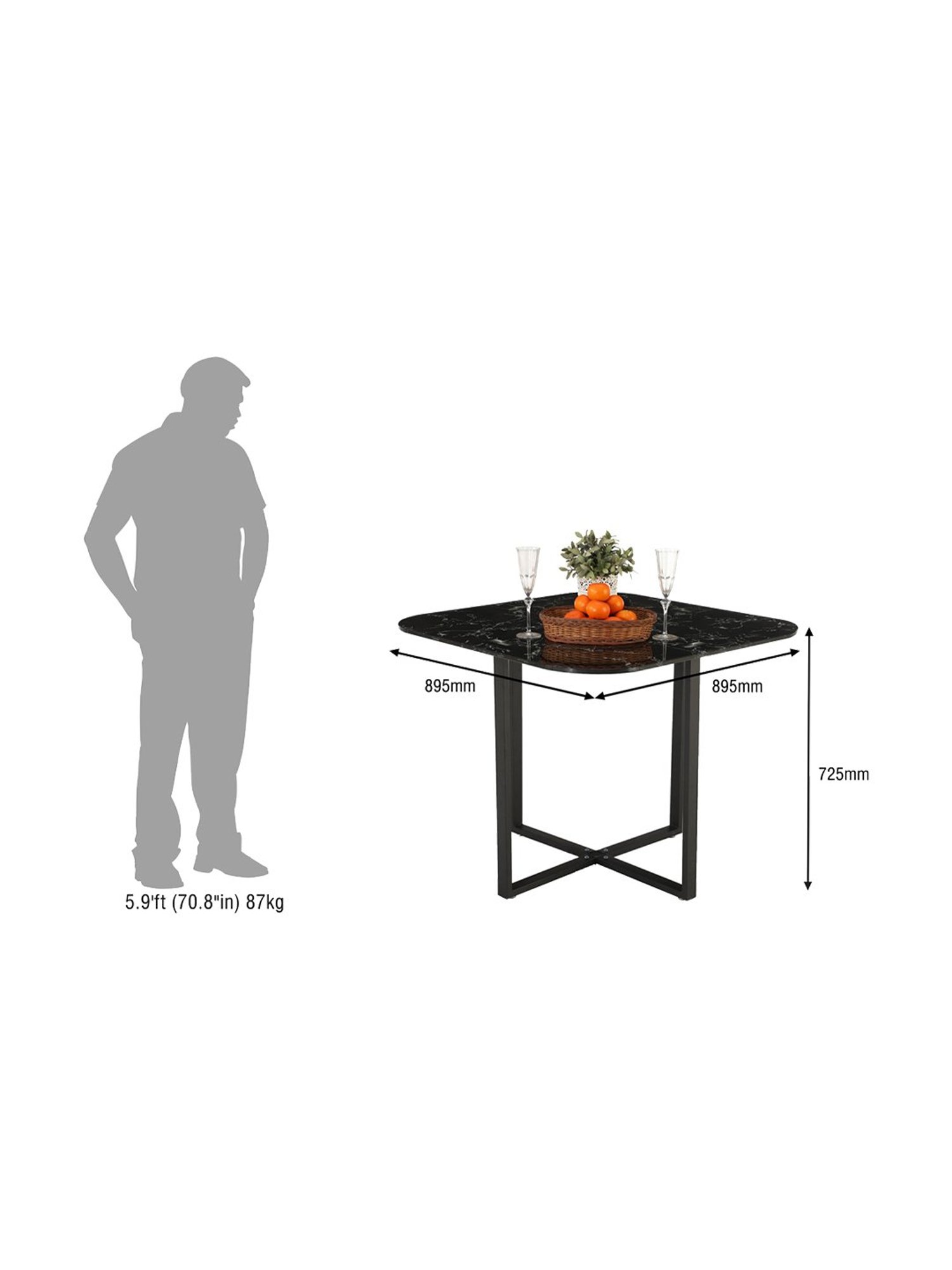 Pure Jenna Metal 4 Seater Dining Set in Black Finish