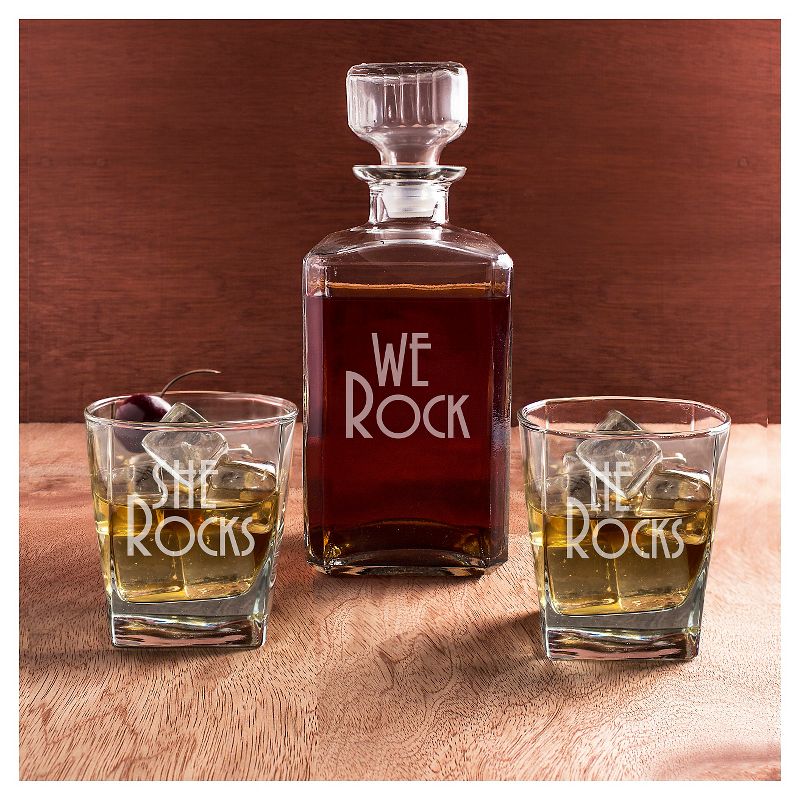 3ct We Rock Wedding Decanter & Glass Set