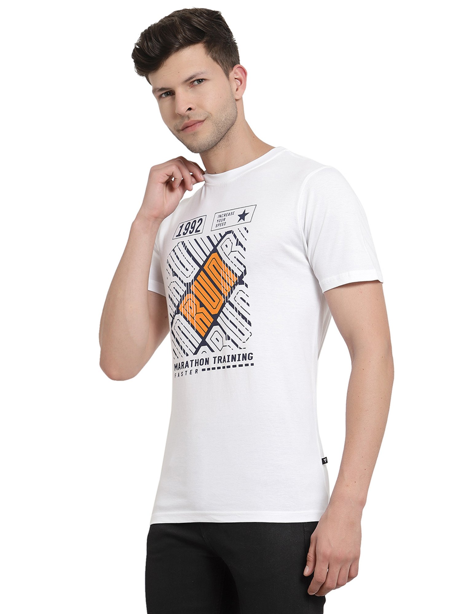 Proteens White Printed Round Neck T-Shirt