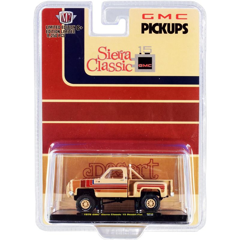 1976 GMC Sierra Classic 15 Pickup Truck "Desert Fox" Buckskin Tan w/Stripes Ltd Ed 8250pcs 1/64 Diecast Model Car by M2 Machines