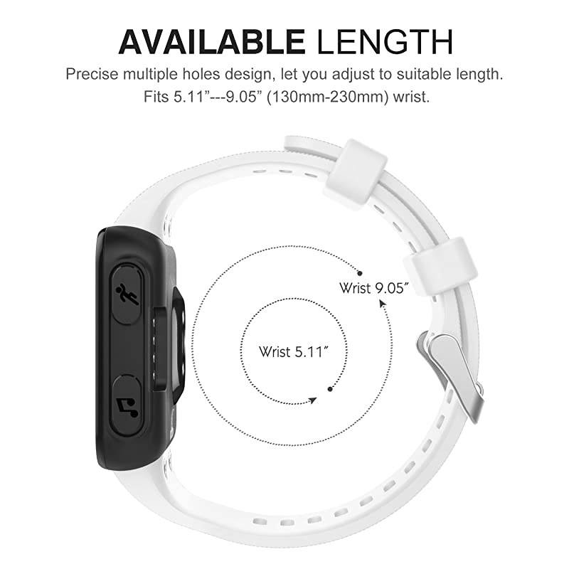 Watch Band Compatible with Garmin Forerunner 35 Soft Silicone Replacement Watch Band Sport Bracelet Strap with 6pcs Screws and 2pcs Screwdrivers fit Garmin Forerunner 35 GPS Running White