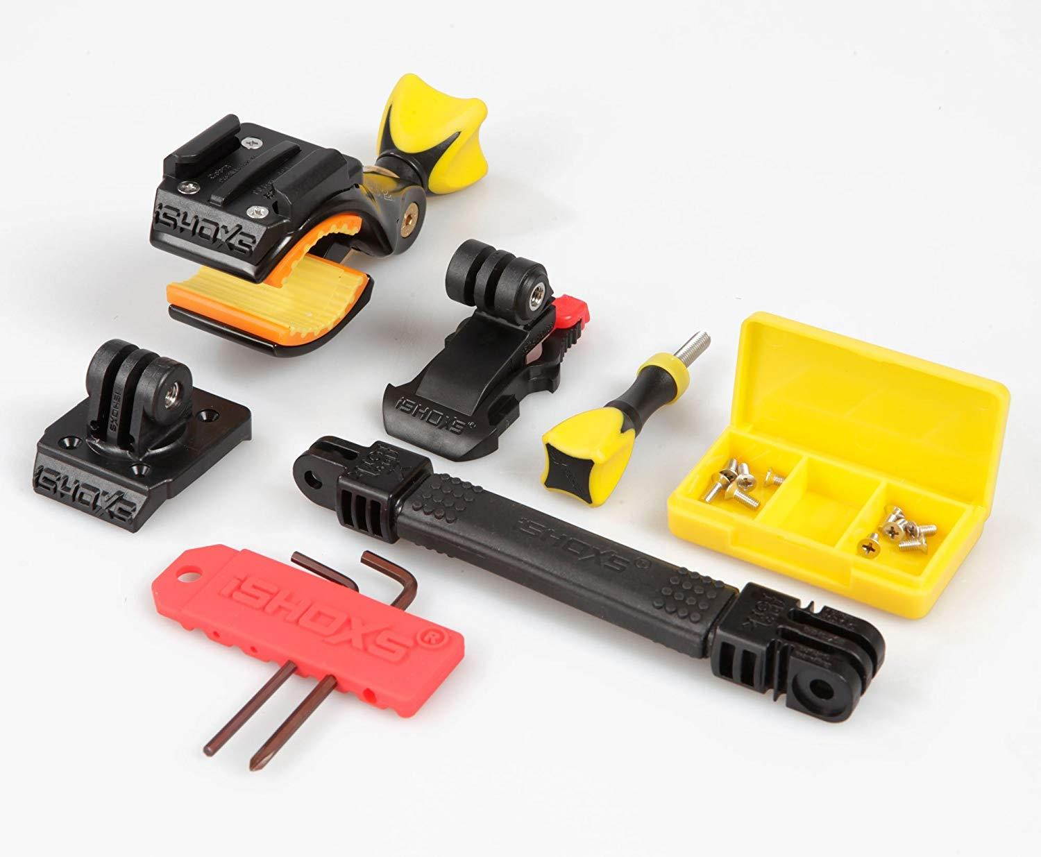 iSHOXS Cobra, 6061 Aluminum die-cast Universal Sport and Action Cam Mount with a Large Clamping Range of 16-50 mm with an Open C Construction for mounting Even in Difficult to Reach Places