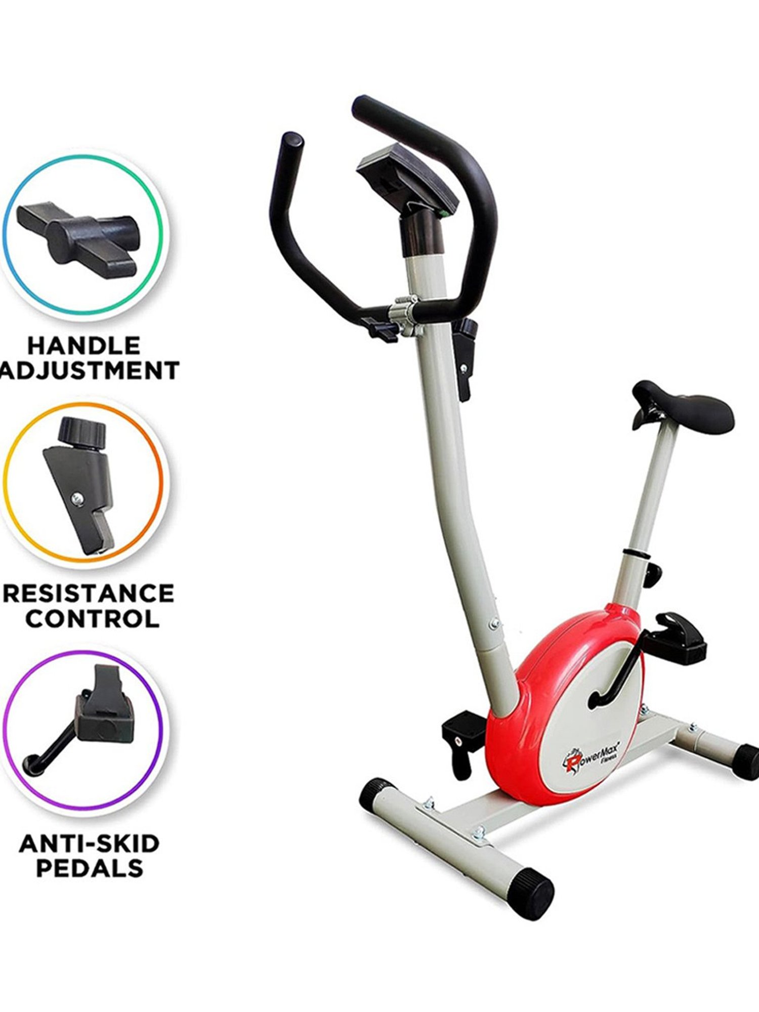 PowerMax Fitness BU-200-AL156 Upright Bike (Grey)