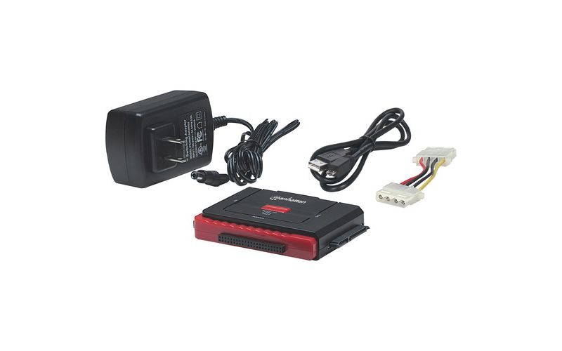 Manhattan 3-in-1 Hi-Speed USB to SATA/IDE Adapter - Transfers data between SATA and IDE external drives when both are simultaneously attached