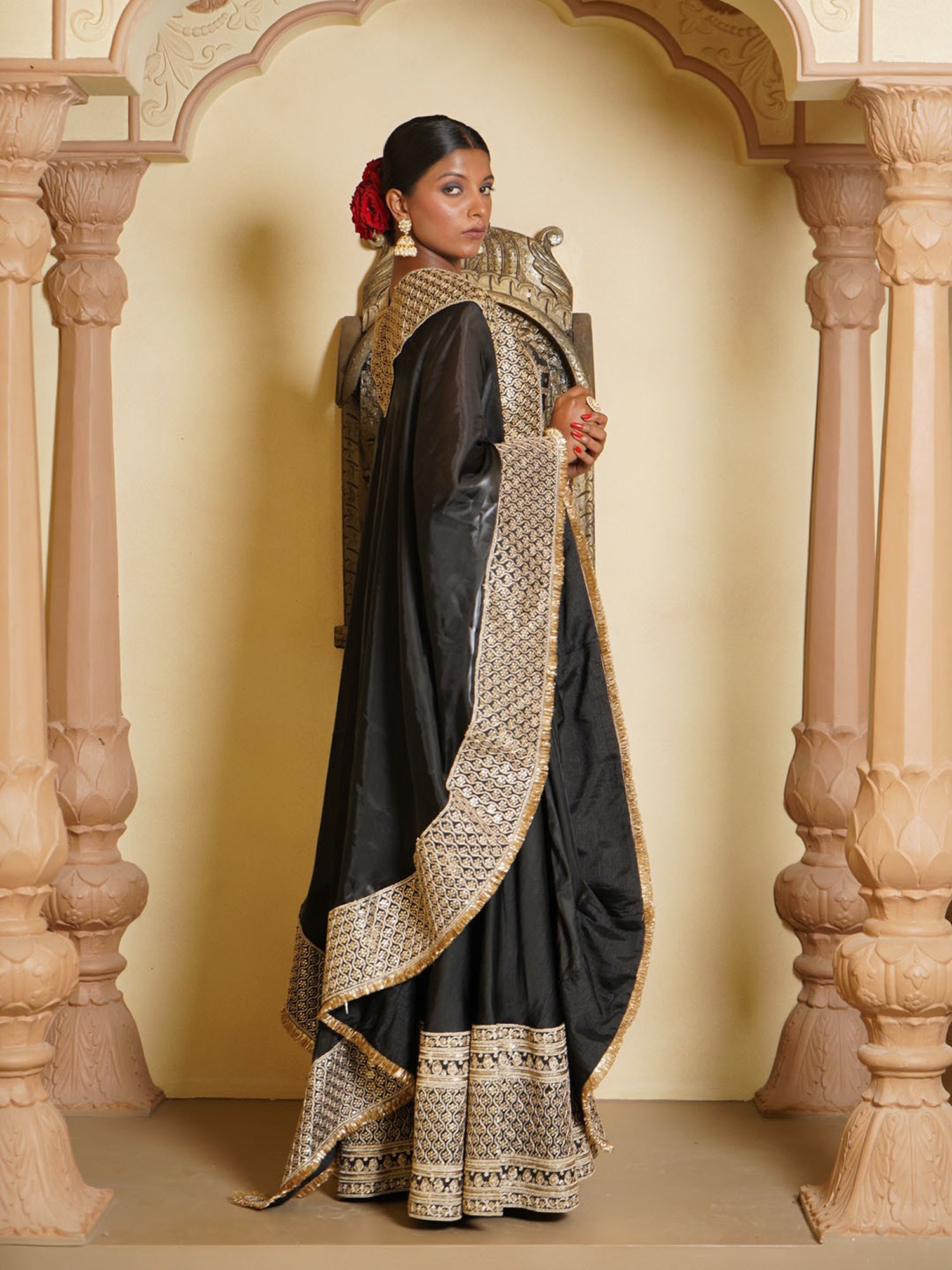 Monk and Mei Haseena Brocade Silk Blouse and Sharara with Cape