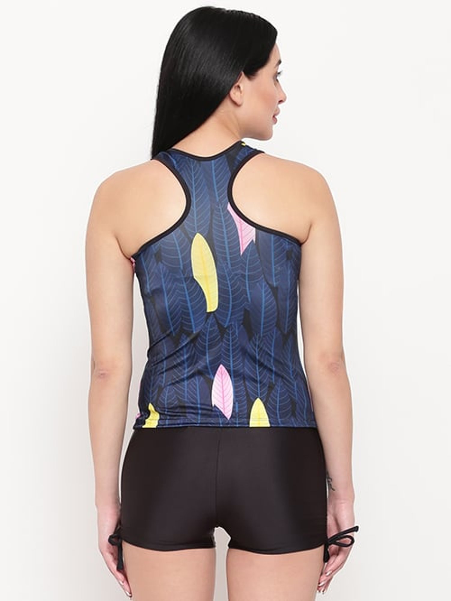 IO Blue & Black Printed Tankini