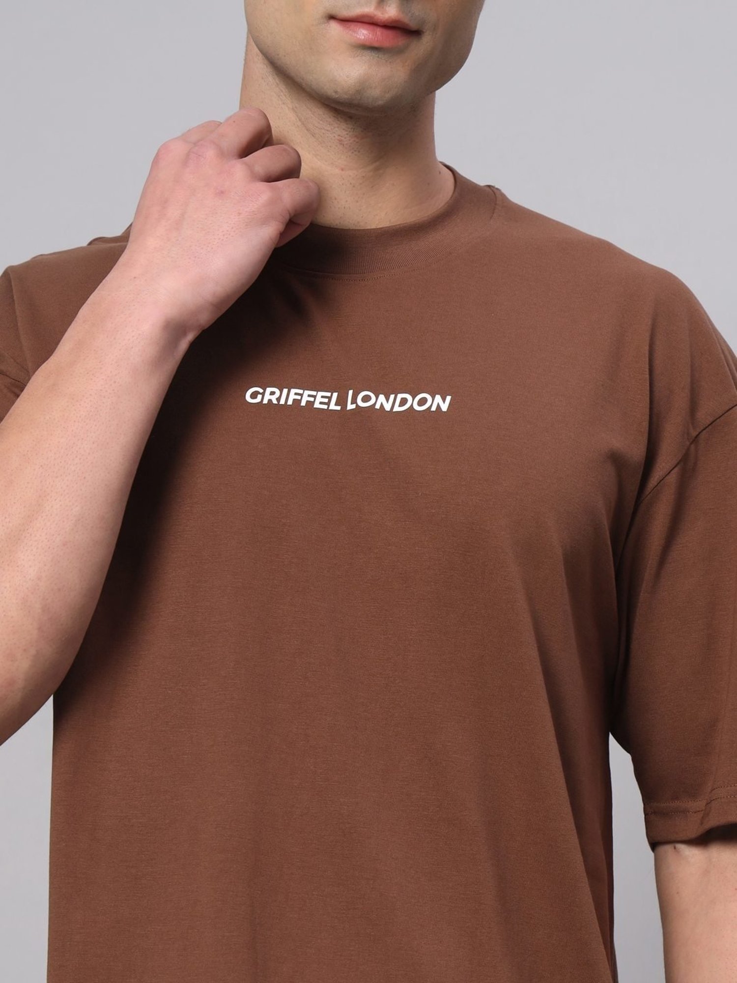 Griffel Bronze Cotton Loose Fit Printed T-Shirt