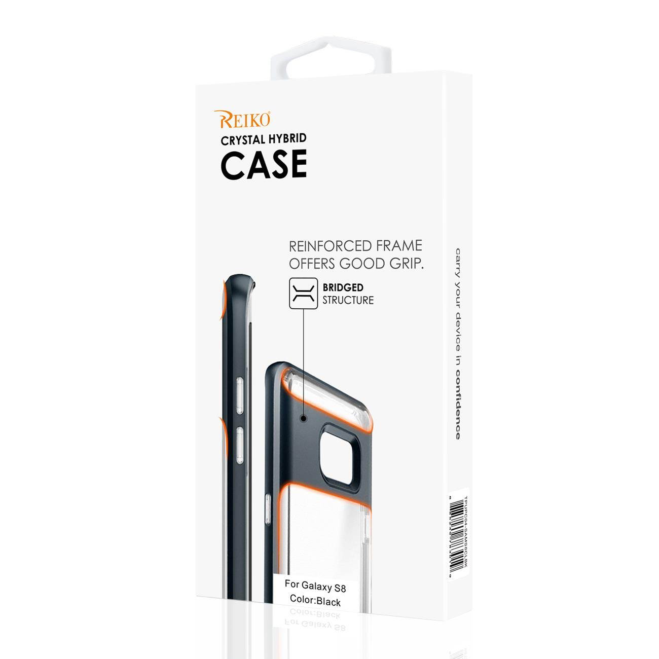 REIKO SAMSUNG GALAXY S8/ SM TRANSPARENT BUMPER CASE WITH KICKSTAND AND MATTE INNER FINISH IN CLEAR BLACK