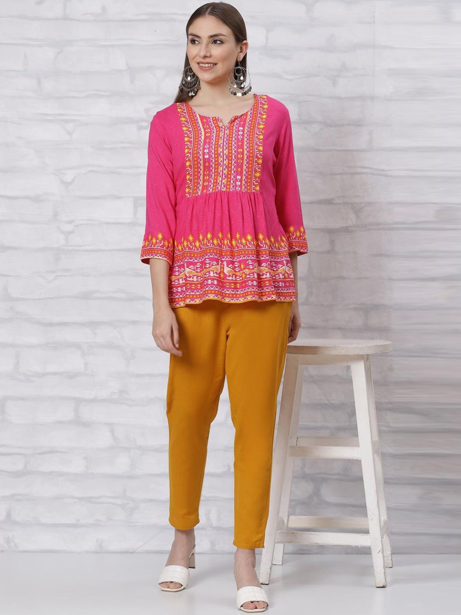 Rangriti Pink Printed Top