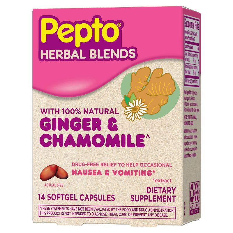 Pepto-Bismol Herbal Blends Softgel for Morning Sickness - Ginger & Chamomile - 14ct