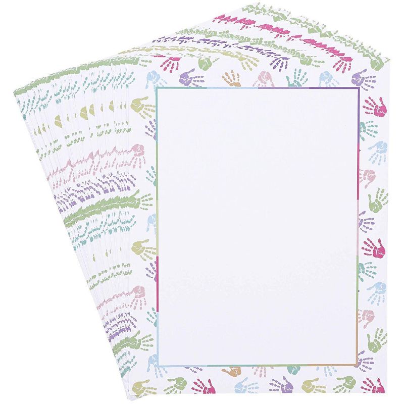 Paper Junkie 96 Sheets Handprints Stationery Paper for Party Invitation Cards, A4 Letter Size 8.5 x 11