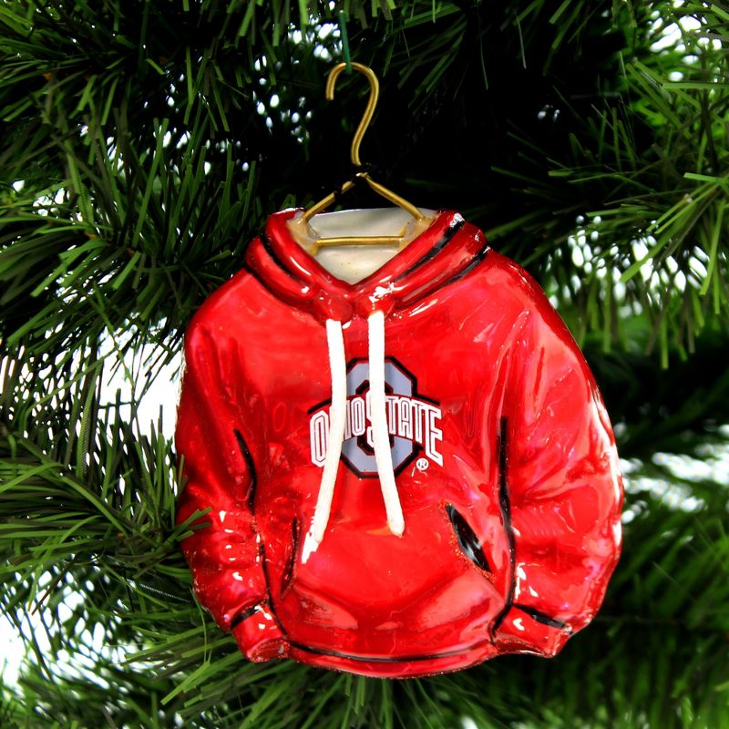 Joy To The World 4.25" Scarlet Osu Hoodie Ornament Ohio State Collegiate  -  Tree Ornaments