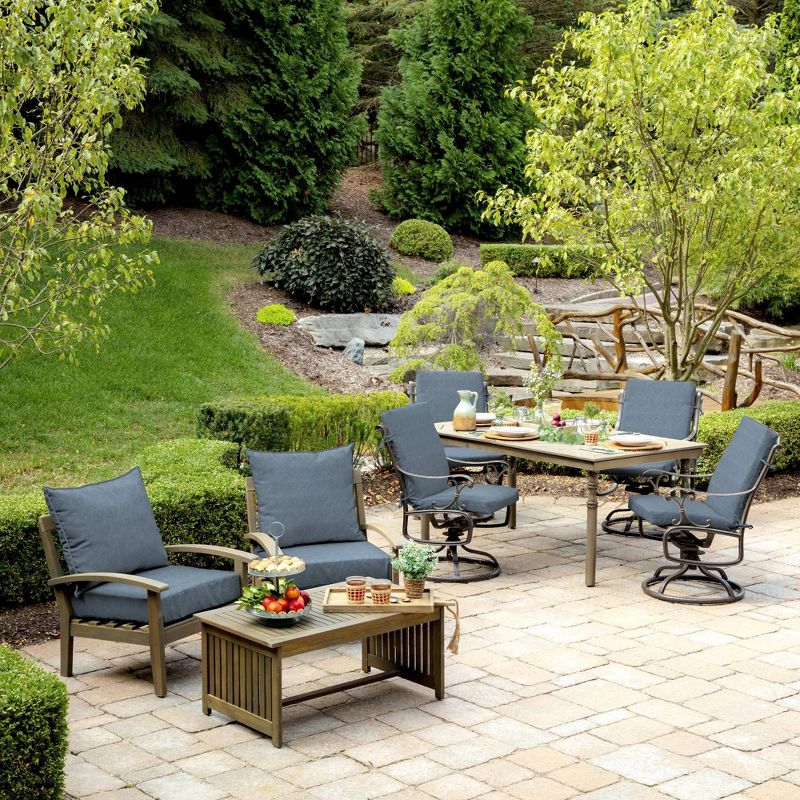 Arden Selections Alair Texture Outdoor High Back Dining Chair Cushion Denim