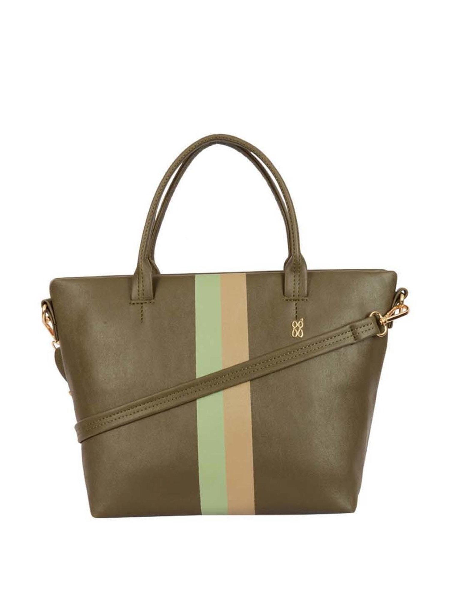 Baggit Olive Color Block Medium Tote Handbag