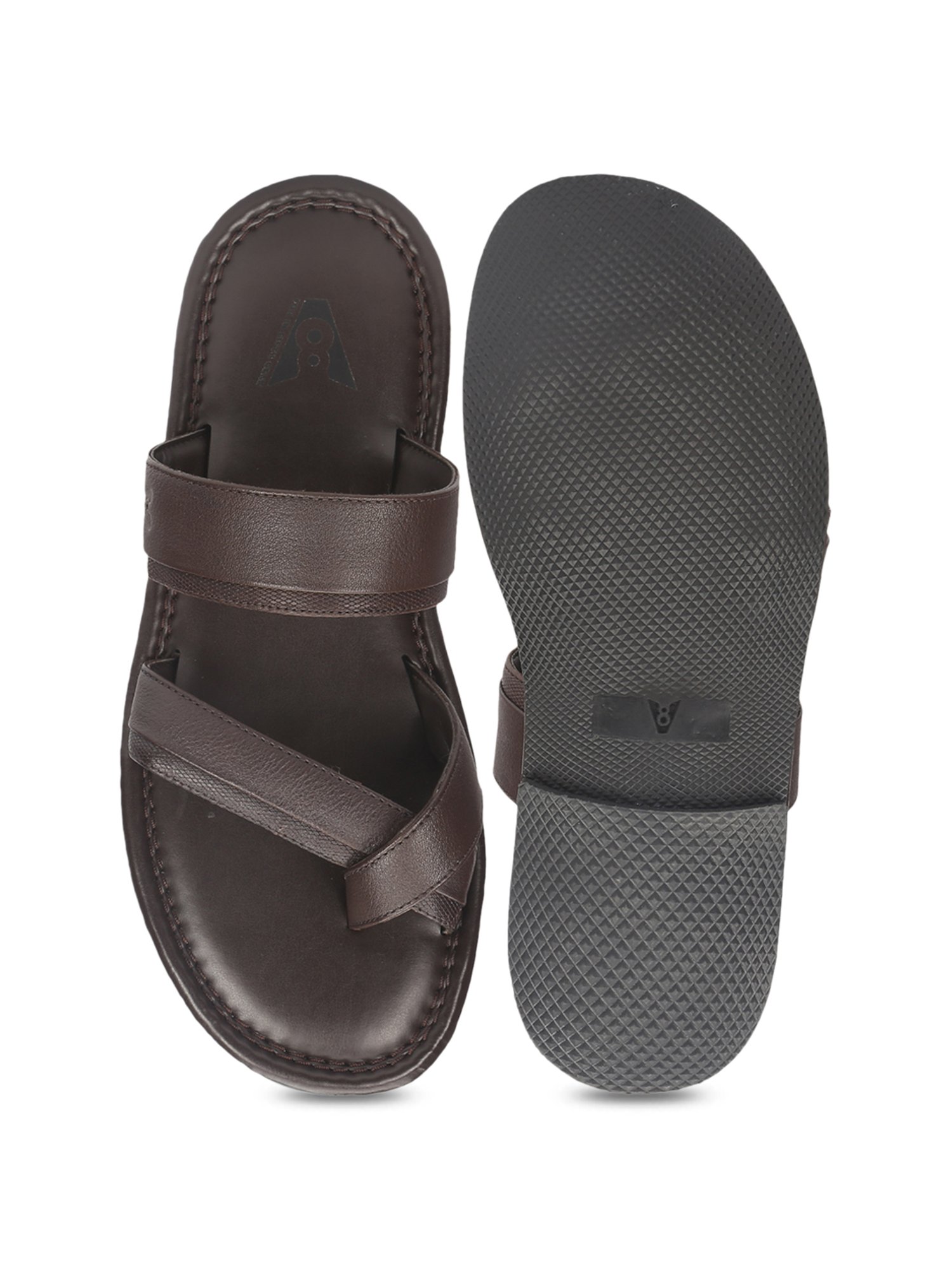 V8 by Ruosh Men's Brown Cross Strap Sandals