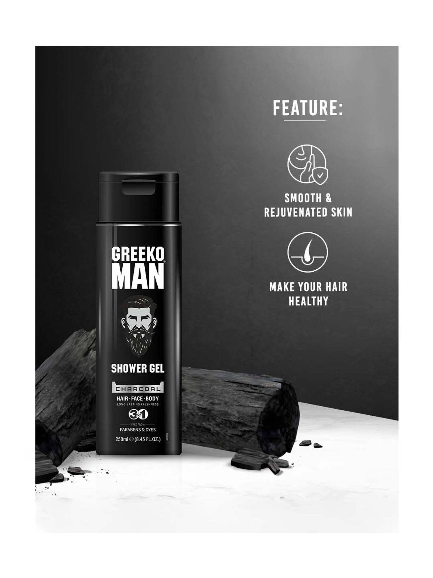 Greeko Man Shower Gel - Charcoal