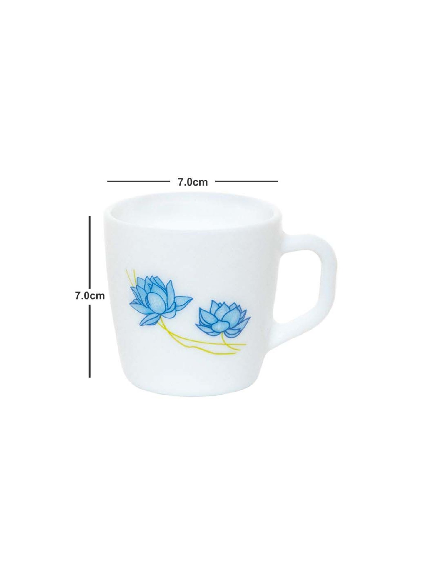 Cello Imperial Ricca White & Blue Glass Coffee Mug (0.18 L) - Set of 6