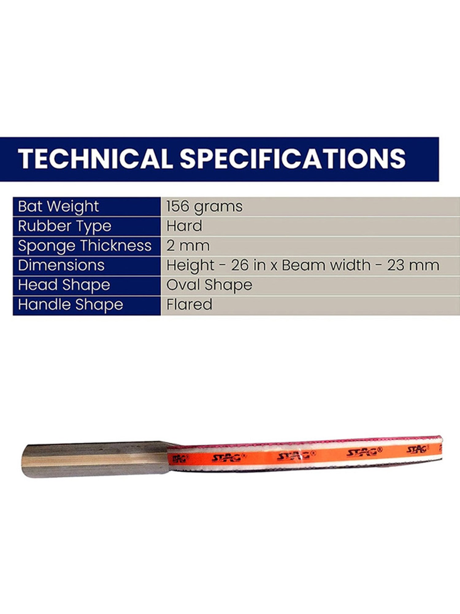 Stag Global Beginner ITTF Approved Rubber Tournament Table Tennis Racquet (Multicolor)