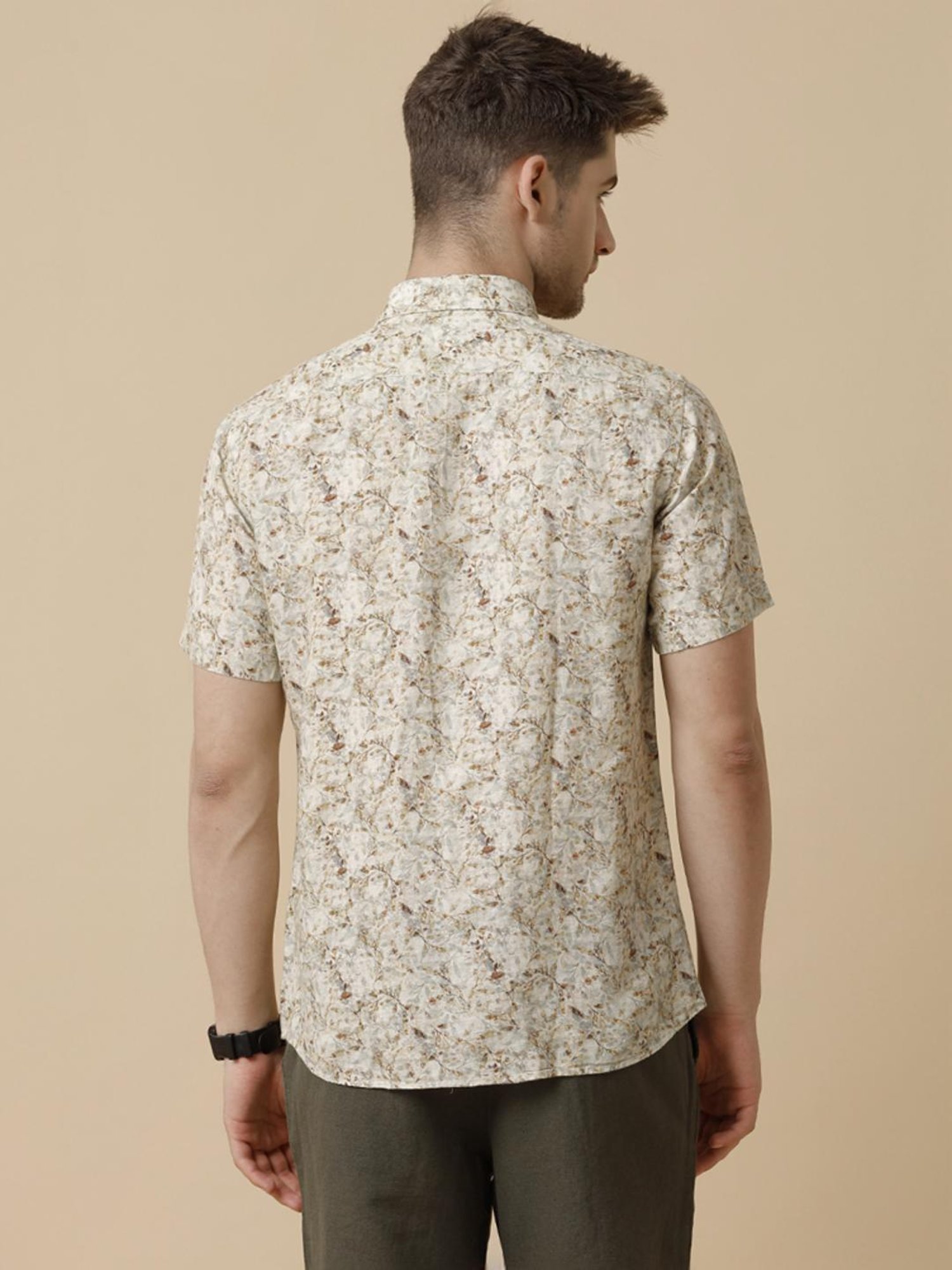 Linen Club Multicolored Linen Contemporary Fit Printed Shirt