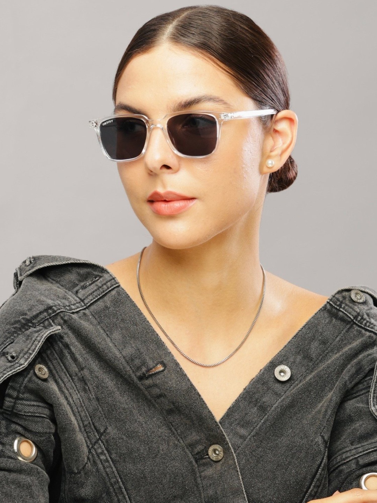 Resist Eyewear Black Wayfarer uv protected Unisex Sunglasses