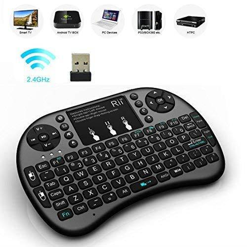 Rii i8+ 2.4GHz Mini Wireless Keyboard with Touchpad Mouse,LED Backlit,Rechargable Li-ion Battery (Updated 2017,Backlit)