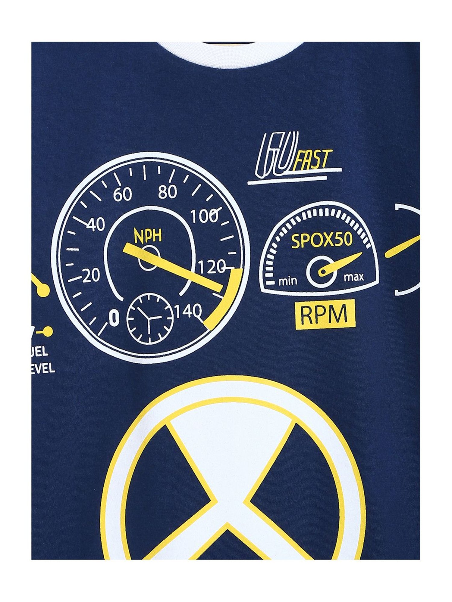 Li'l Tomatoes Kids Dark Blue & Yellow Cotton Graphic Print T-Shirt - Pack of 2