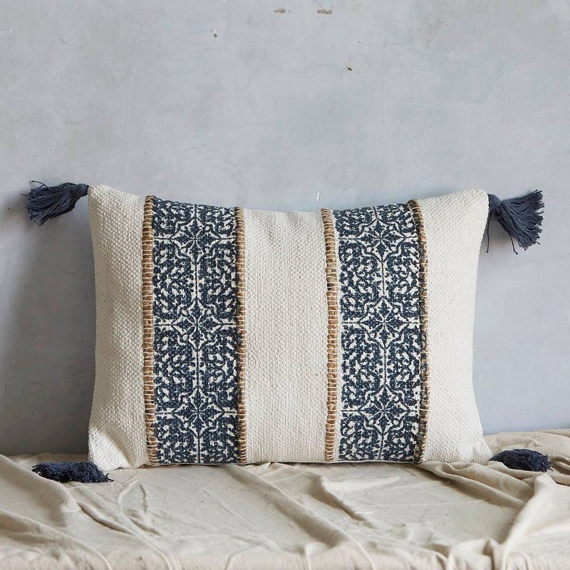 16"x22" Striped Printed Rectangle Throw Pillow Blue - Patina Vie