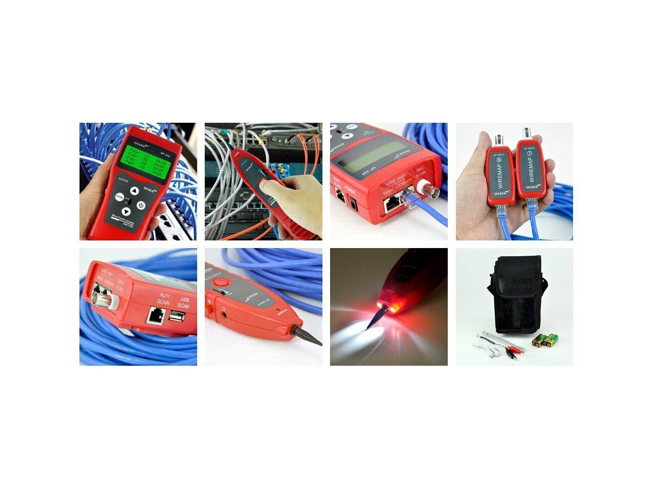 NOYAFA NF-388 Multipurpose Network LAN Phone Audio Cable Tester Hub blink for locating network port by  the flashing port light on Hub / Switch with 8 Far-end Passive Test Jacks